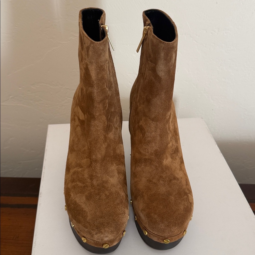 Veronica Beard New In Box Gavi Hazelwood suede boots. 3-1/2” heel 1 “ platform - Picture 7 of 9